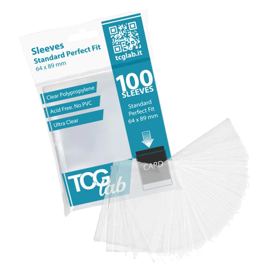 TcgLab - 100 Bustine Protettive Standard Perfect Fit - Ultra Clear - 50 micron